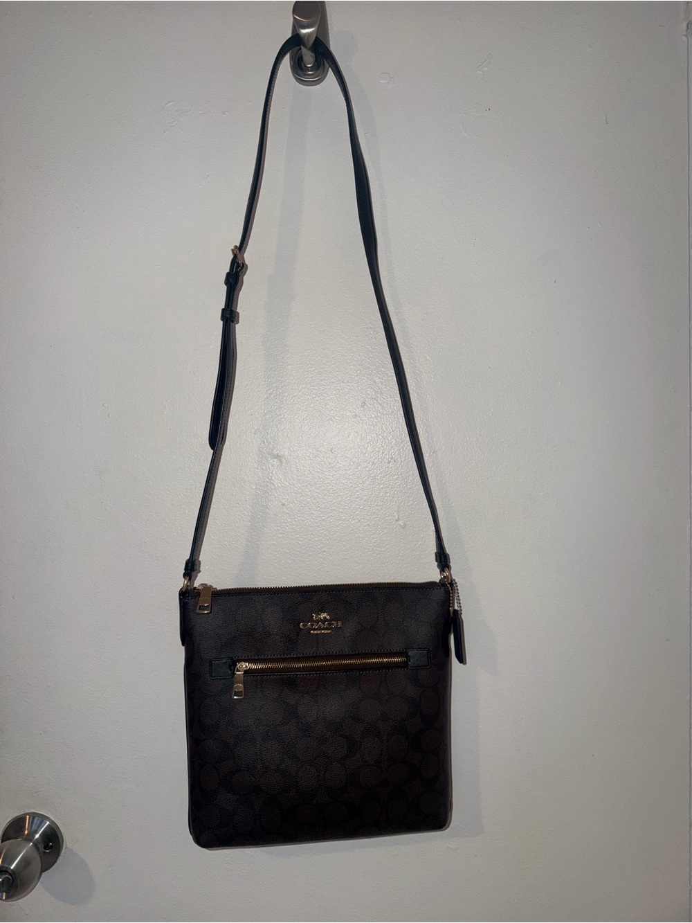 COACH Rowan File Bag Signature Canvas Brown/Black Crossbody – New Without Tags